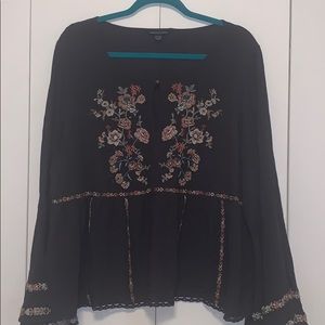 Beautiful slate grey embroidered blouse